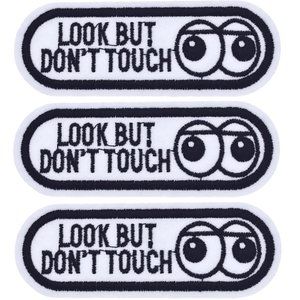 NEW 3-PACK IRON ON PATCHES "LOOK BUT DON'T TOUCH "